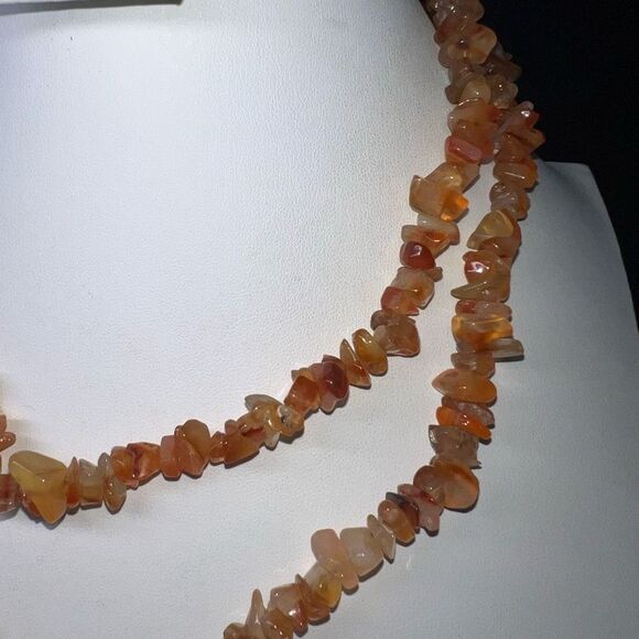 Chunky Orange Agate Boho Beaded Necklace - Picture 3 of 6
